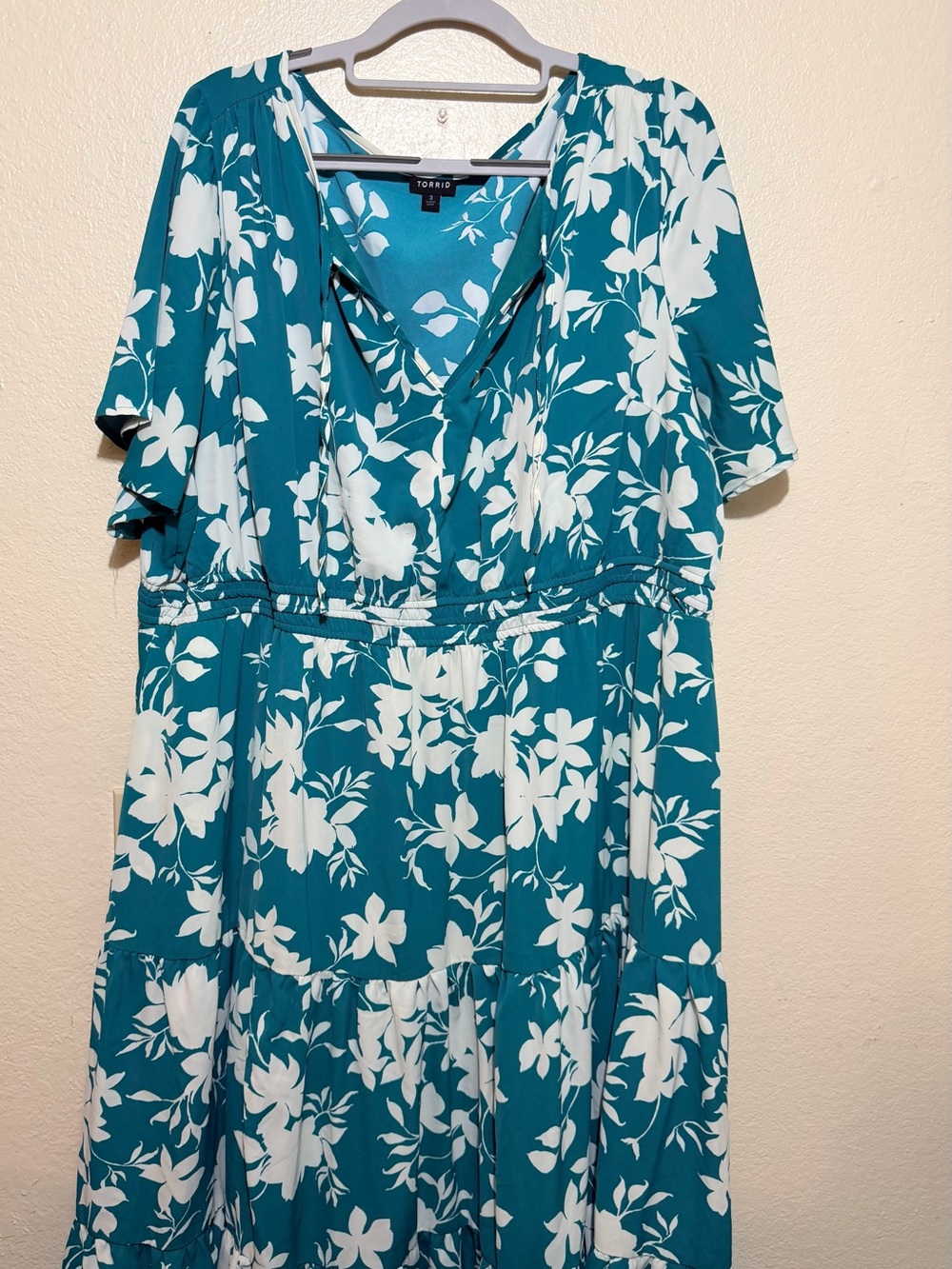 Torrid Teal & White Floral Midi Dress Size 3X